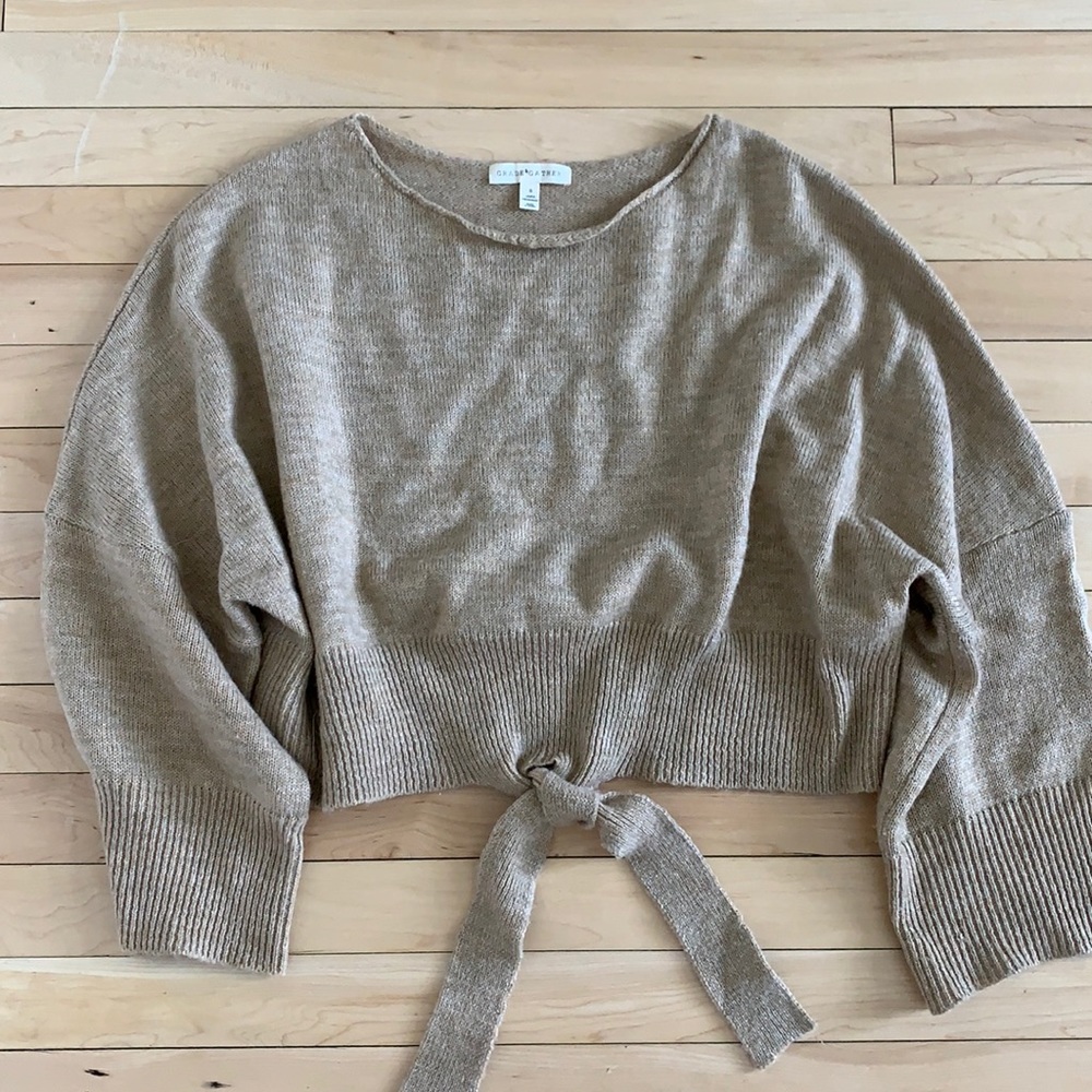 Tan Sweater with Front Tie